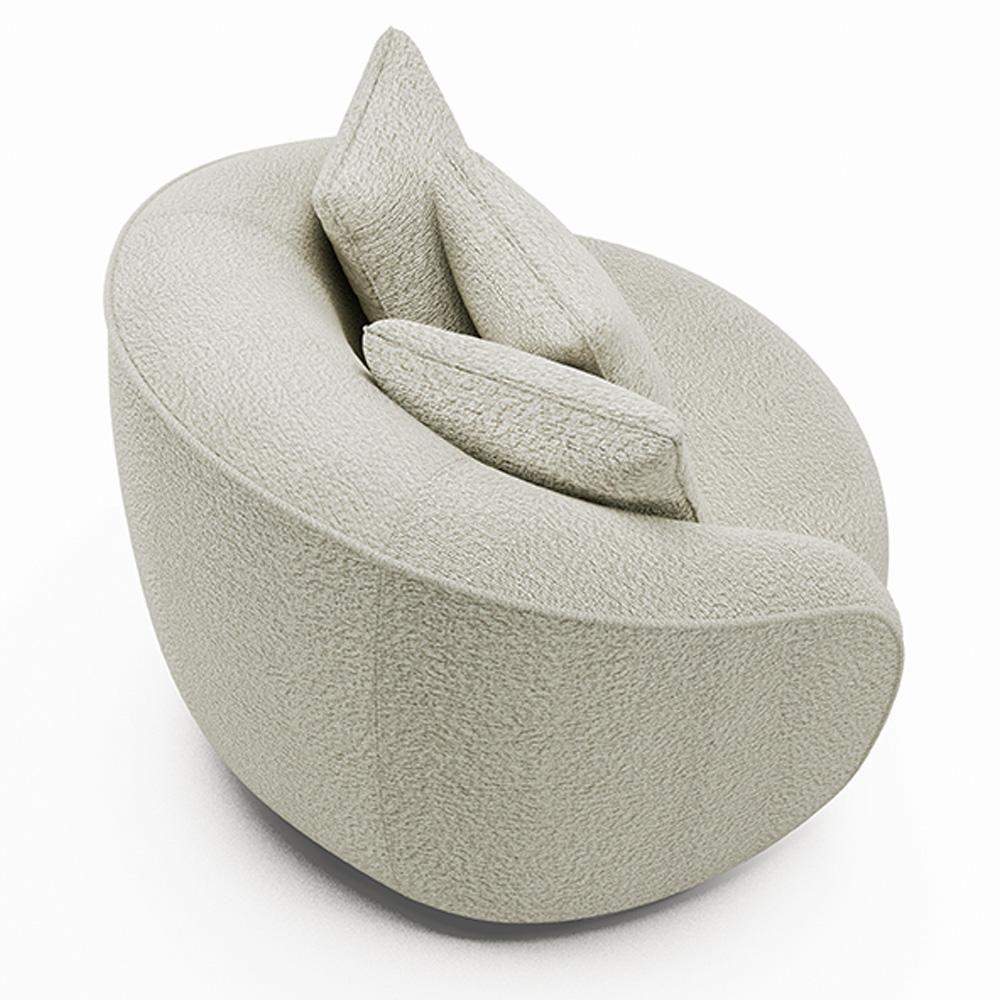 Kit 02 Poltronas Decorativa Sala De Estar Base Fixa De Madeira Witta M03 Bouclê Bege Claro - 2