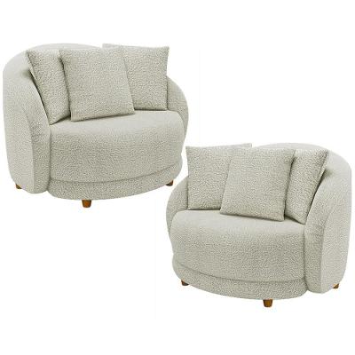 Kit 2 Poltronas Decorativas Witta M03 Sala de Estar Bouclé Bege Lyam Decor