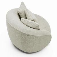 Kit 02 Poltronas Decorativa Sala De Estar Base Fixa De Madeira Witta M03 Bouclê Bege Claro - 2