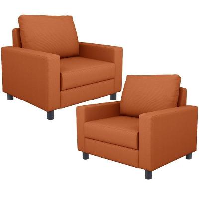 Kit 2 Poltronas Decorativas Malta L02 Sala De Estar Tecido Terracota Lyam Decor