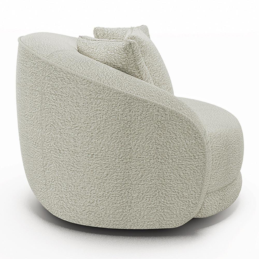 Kit 02 Poltronas Decorativa Para Sala Estar Base Giratória Witta M03 Bouclê Bege Claro - 8