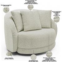 Kit 02 Poltronas Decorativa Para Sala Estar Base Giratória Witta M03 Bouclê Bege Claro - 3