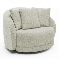 Kit 02 Poltronas Decorativa Para Sala Estar Base Giratória Witta M03 Bouclê Bege Claro