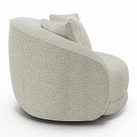 Kit 02 Poltronas Decorativa Para Sala Estar Base Giratória Witta M03 Bouclê Bege Claro - 8