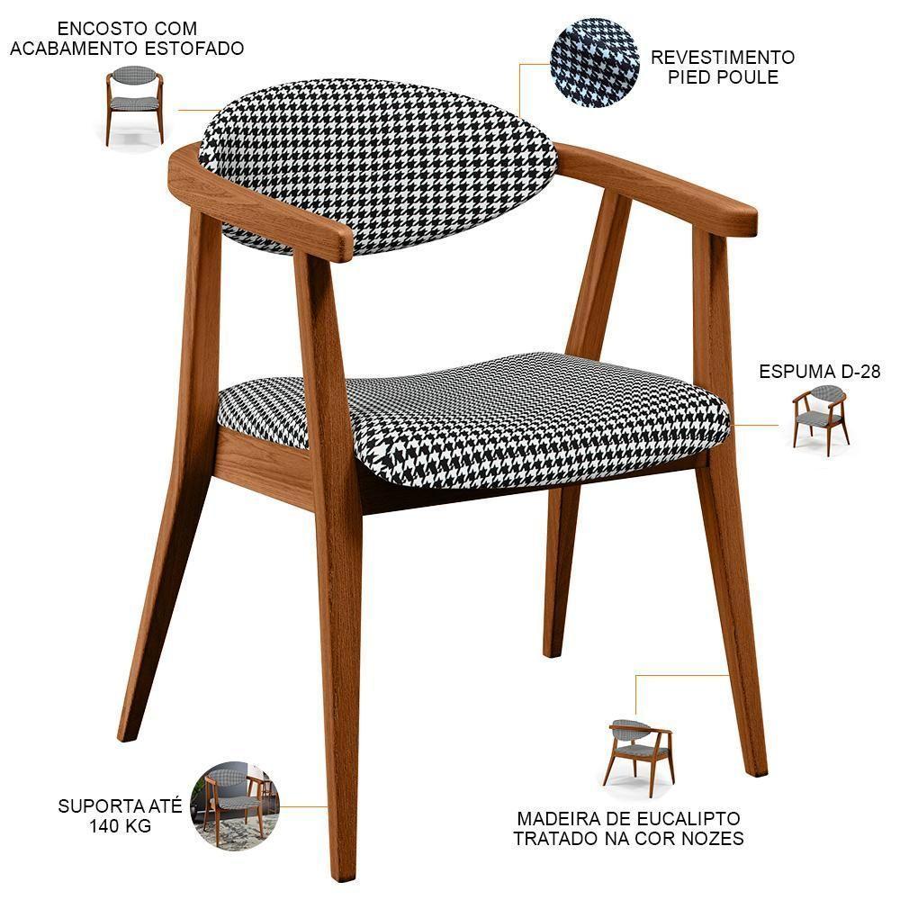Kit 02 Poltronas Decorativas Para Sala De Estar Jantar Cecília L02 Pied Poule - 6