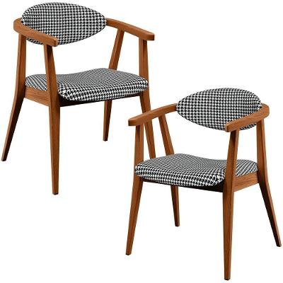 Kit 2 Poltronas Decorativas Cecília L02 Pied Poule Assento Espuma D28 Lyam Decor