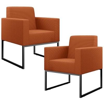 Kit 2 Poltronas Decorativas Helô L02 Sala Tecido Terracota Lyam Decor
