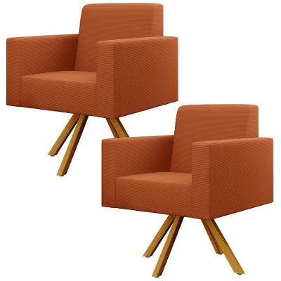 Kit 02 Poltronas Giratórias Helô L02 Tecido Terracota Lyam Decor