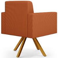 Kit 02 Poltronas Giratórias Sala De Estar Base De Madeira Helô L02 Tecido Terracota - 7