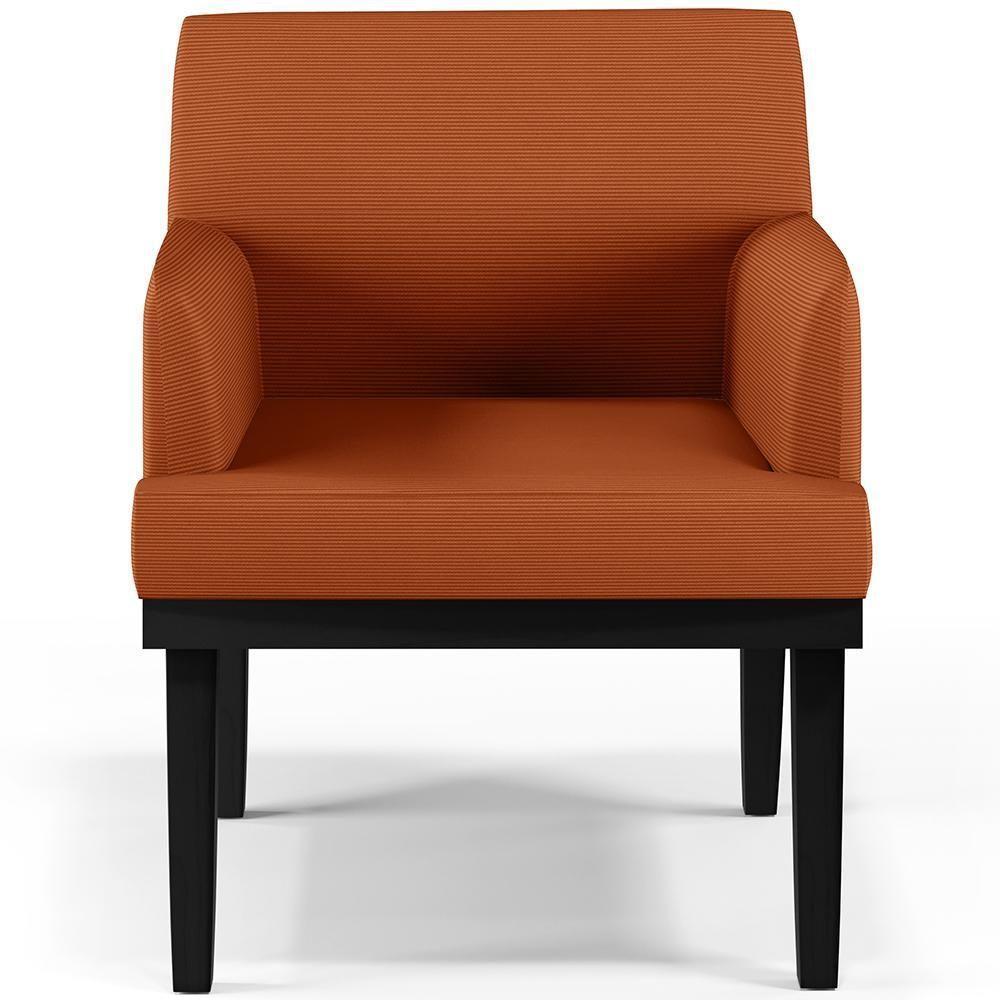 Kit 02 Poltronas Decorativas Sala De Estar Base Preto Beatriz W01 Tecido Terracota - 10