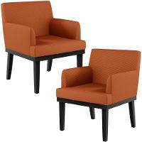 Kit 02 Poltronas Decorativas Sala De Estar Base Preto Beatriz W01 Tecido Terracota - 1