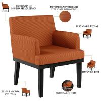 Kit 02 Poltronas Decorativas Sala De Estar Base Preto Beatriz W01 Tecido Terracota