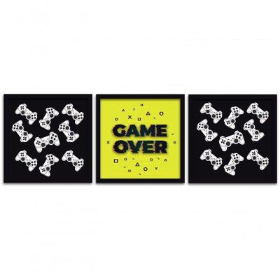 Conjunto Quadros Decorativos 3 peças 50x50 Gamer