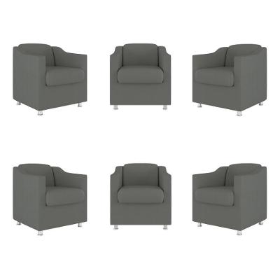 Kit 6 Poltronas Tilla Para Consultório E Sala Suede Cinza Balaqui Decor