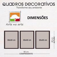 Conjunto Quadros Decorativos 3 peças MDF 30x45 Frases Formas - 3