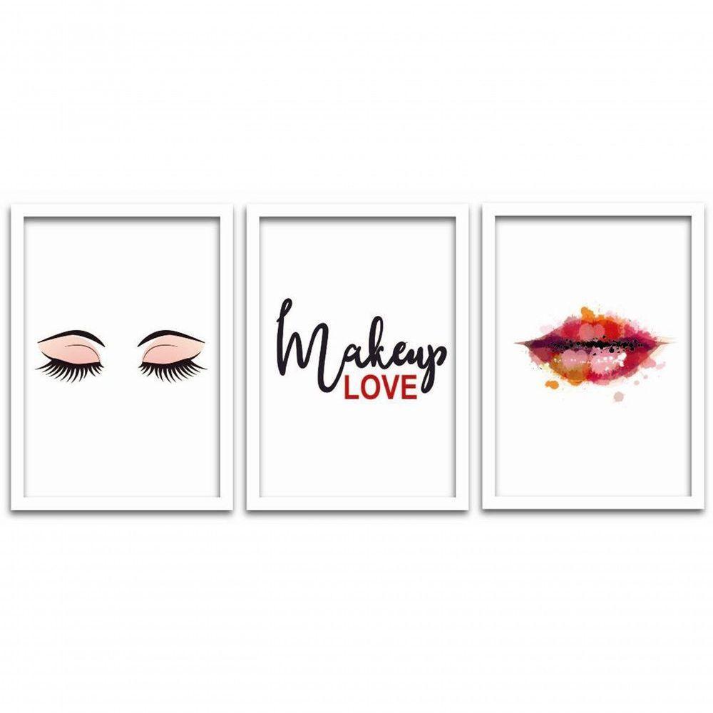 Conjunto Quadros Decorativos 3 peças MDF 20x30 Makeup - 1