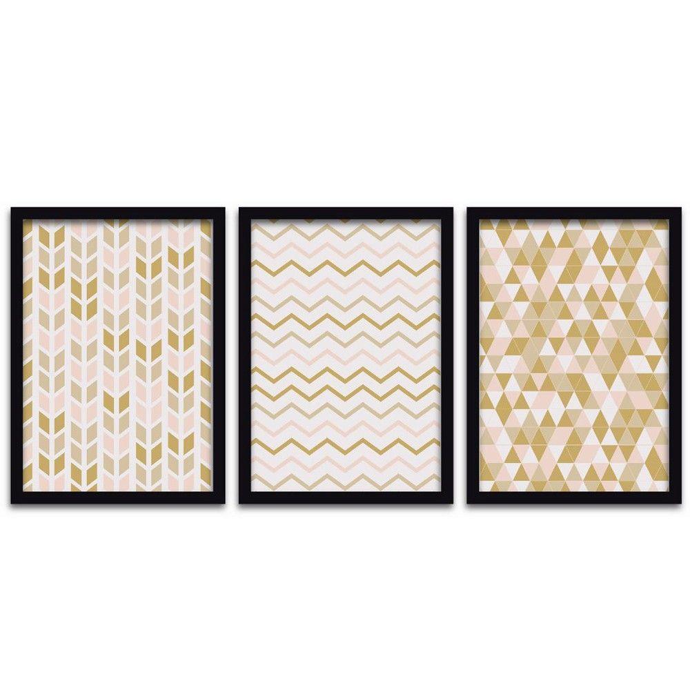 Conjunto Quadros Decorativos 3 pçs 20x30 Formas Geométricas - 2