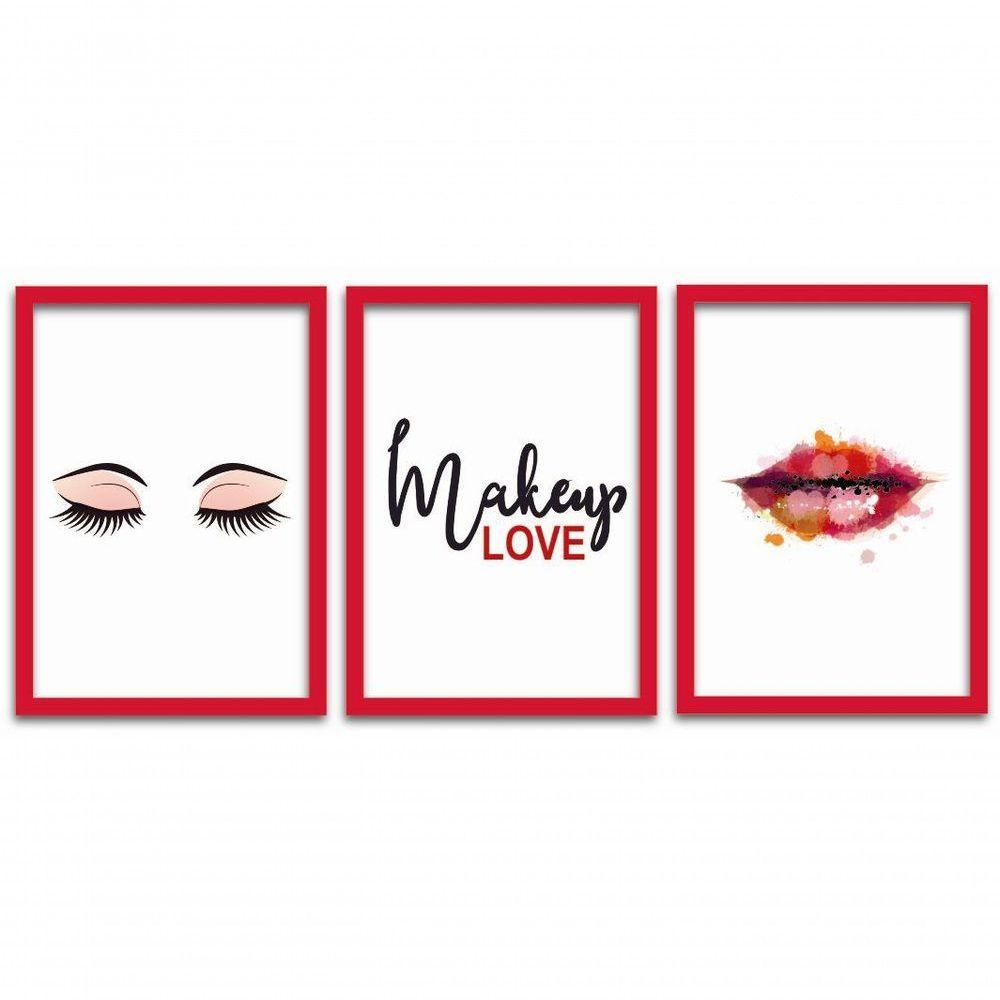 Conjunto Quadros Decorativos 3 peças MDF 20x30 Makeup - 1