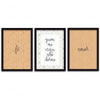 Conjunto Quadros Decorativos 3 peças MDF 20x30 Fé e Amor - 1