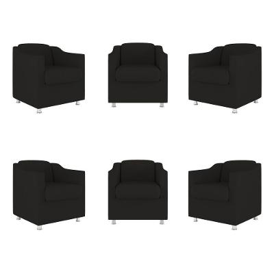 Kit 6 Poltronas Tilla Para Consultório E Recepção Suede Preto Balaqui Decor