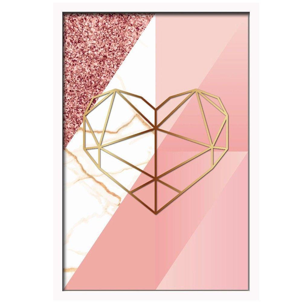 Conjunto Quadros Decorativos 3 peças MDF 20x30 Formas Rosa - 3