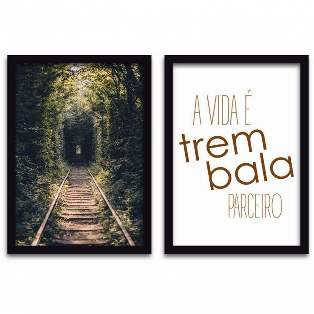 Conjunto Quadros Decorativos 2 peças MDF 20x30 Trem bala - 1