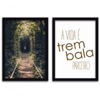 Conjunto Quadros Decorativos 2 peças MDF 20x30 Trem bala - 1