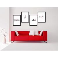 Conjunto Quadros Decorativos 4 peças MDF 20x30 Amor Familia