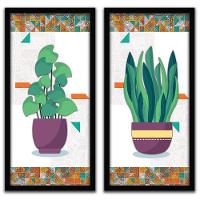 Kit 2 Quadros Decorativos 20x45 Vasos e Azulejos Titulos - 1