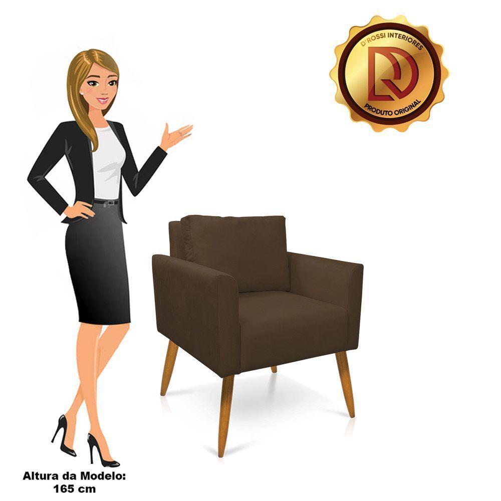 Kit 2 Poltronas Aline Suede Pés Palito Castanho - D'rossi Cor Marrom - 3