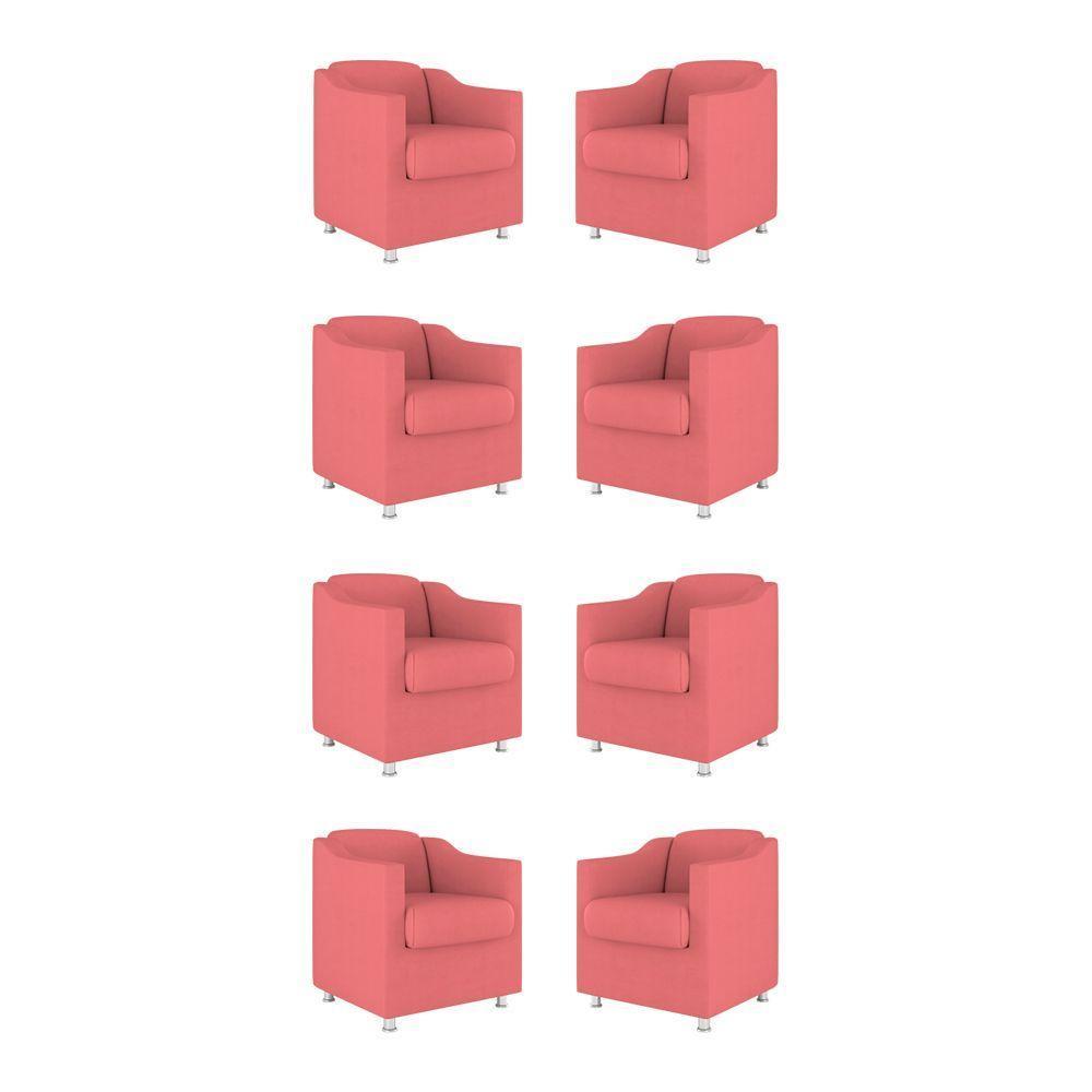 Kit 08 Poltronas Tilla Consultório Recepção Sala Suede Cor:rosa - 1