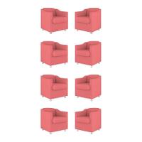 Kit 08 Poltronas Tilla Consultório Recepção Sala Suede Cor:rosa - 1