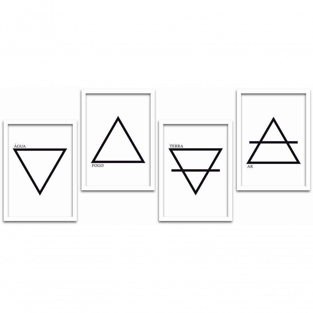 Conjunto Quadros Decorativos 4 peças MDF 20x30 Elementos - 1