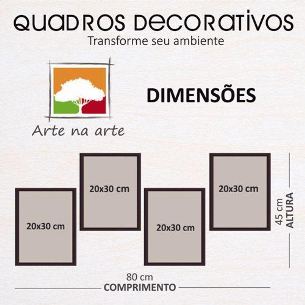 Conjunto Quadros Decorativos 4 peças MDF 20x30 Elementos - 3