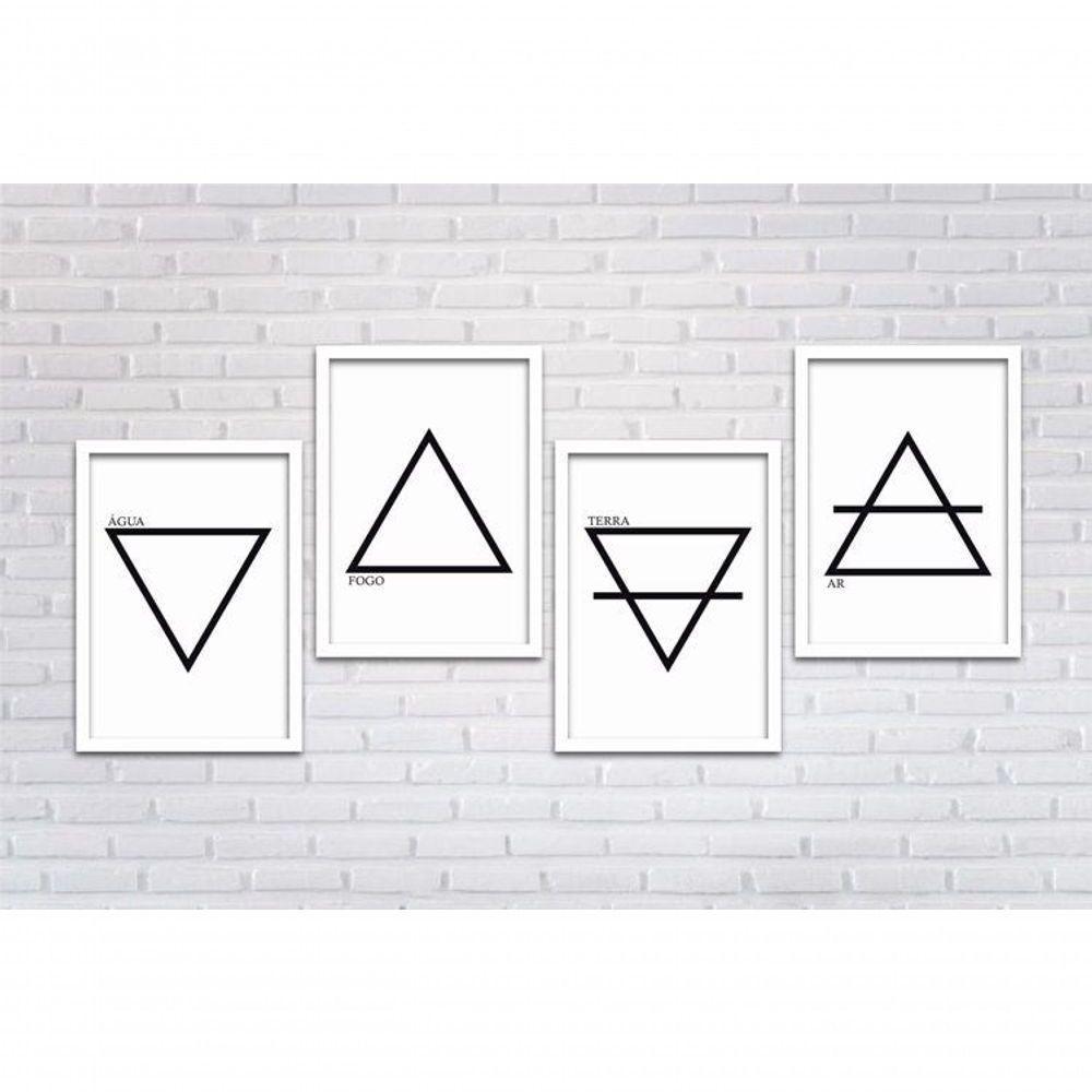 Conjunto Quadros Decorativos 4 peças MDF 20x30 Elementos - 8