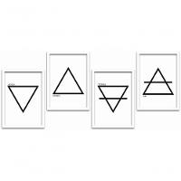 Conjunto Quadros Decorativos 4 peças MDF 20x30 Elementos - 1