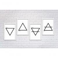 Conjunto Quadros Decorativos 4 peças MDF 20x30 Elementos - 15