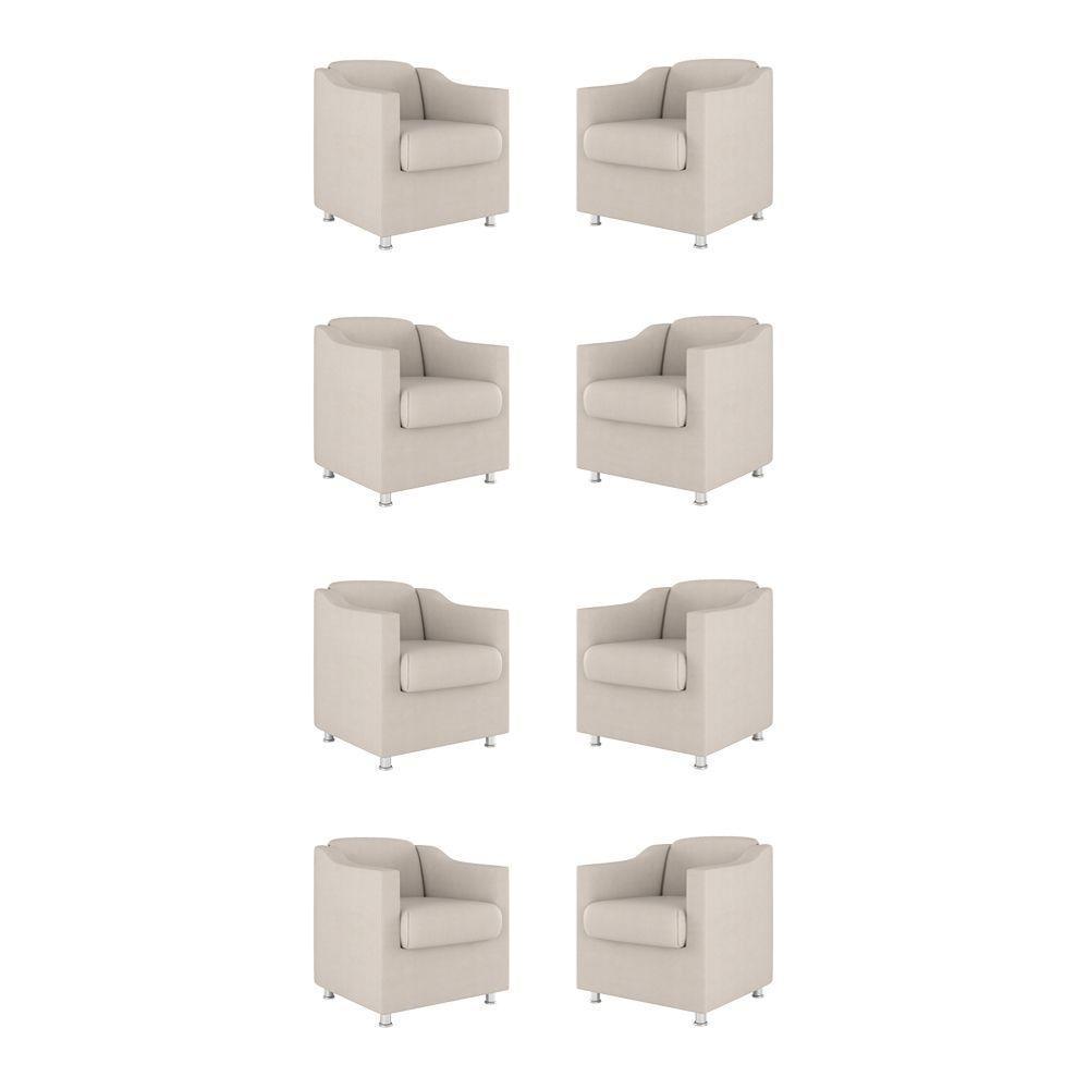 Kit 08 Poltronas Tilla Consultório Recepção Sala Suede Cor:bege - 1