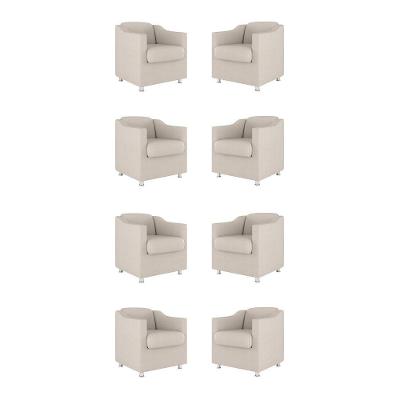 Kit 08 Poltronas Tilla Consultório Recepção Sala Suede Cor:bege