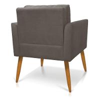 Kit 2 Poltronas Aline Suede Grafite Pés Palito Castanho - D'rossi - 5