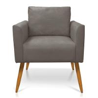 Kit 2 Poltronas Aline Suede Grafite Pés Palito Castanho - D'rossi - 7