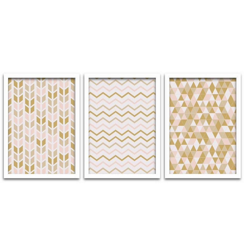 Conjunto Quadros Decorativos 3 pçs 20x30 Formas Geométricas - 1