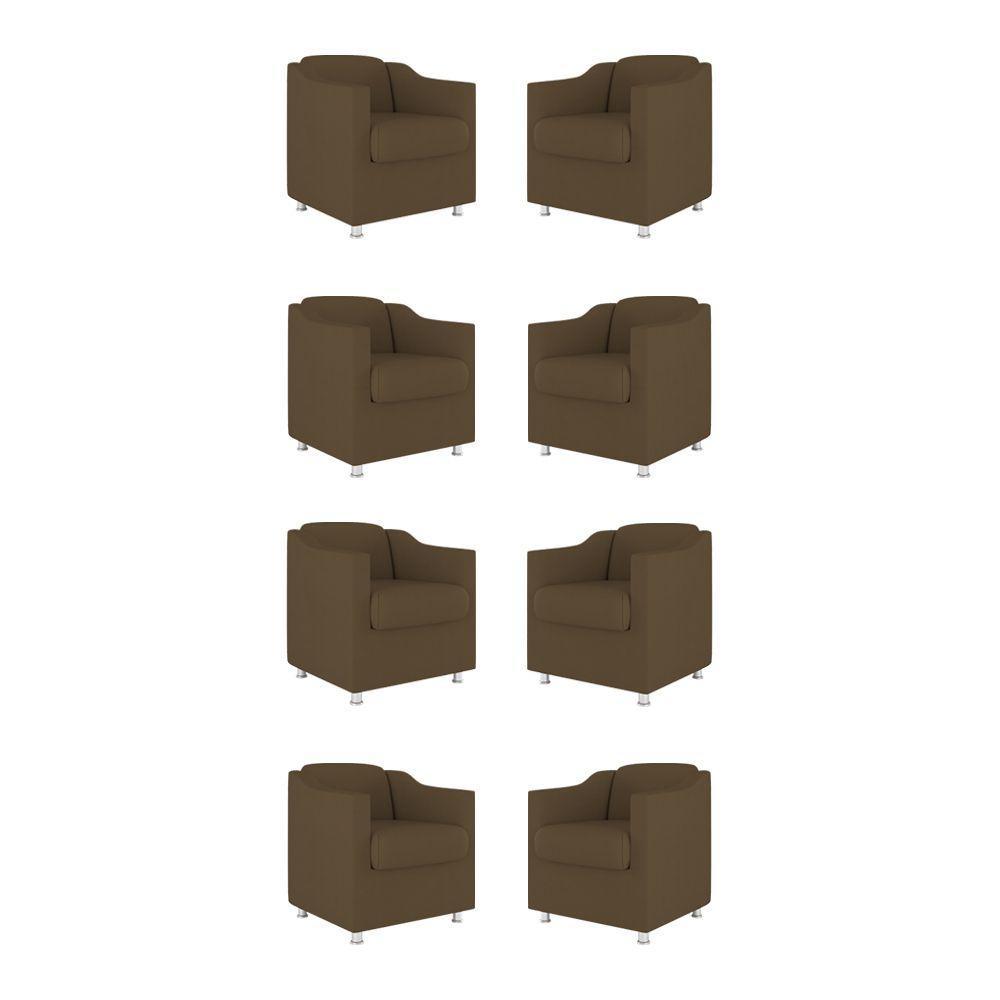 Kit 08 Poltronas Tilla Consultório Recepção Sala Suede Cor:marrom - 1