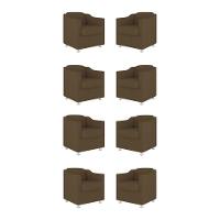 Kit 08 Poltronas Tilla Consultório Recepção Sala Suede Cor:marrom - 1