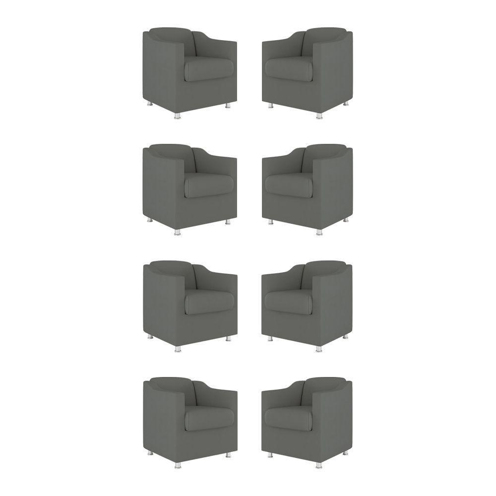 Kit 08 Poltronas Tilla Consultório Recepção Sala Suede Cor:cinza - 1