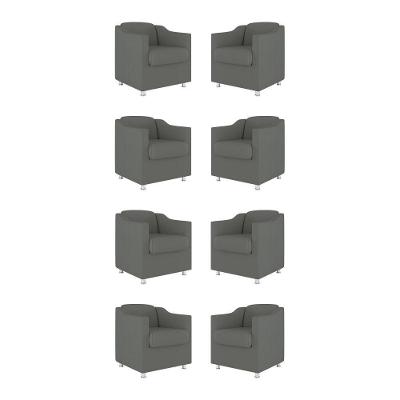 Kit 08 Poltronas Tilla Para Consultório E Recepção Suede Cinza Balaqui Decor