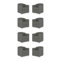 Kit 08 Poltronas Tilla Consultório Recepção Sala Suede Cor:cinza - 1