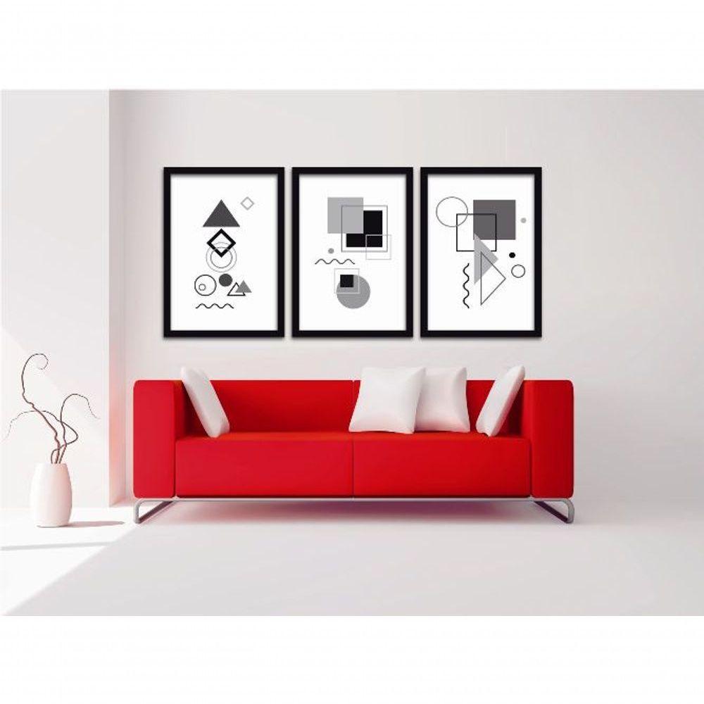 Conjunto Quadros Decorativos 3 pçs 40x60 Formas Geométricas - 1