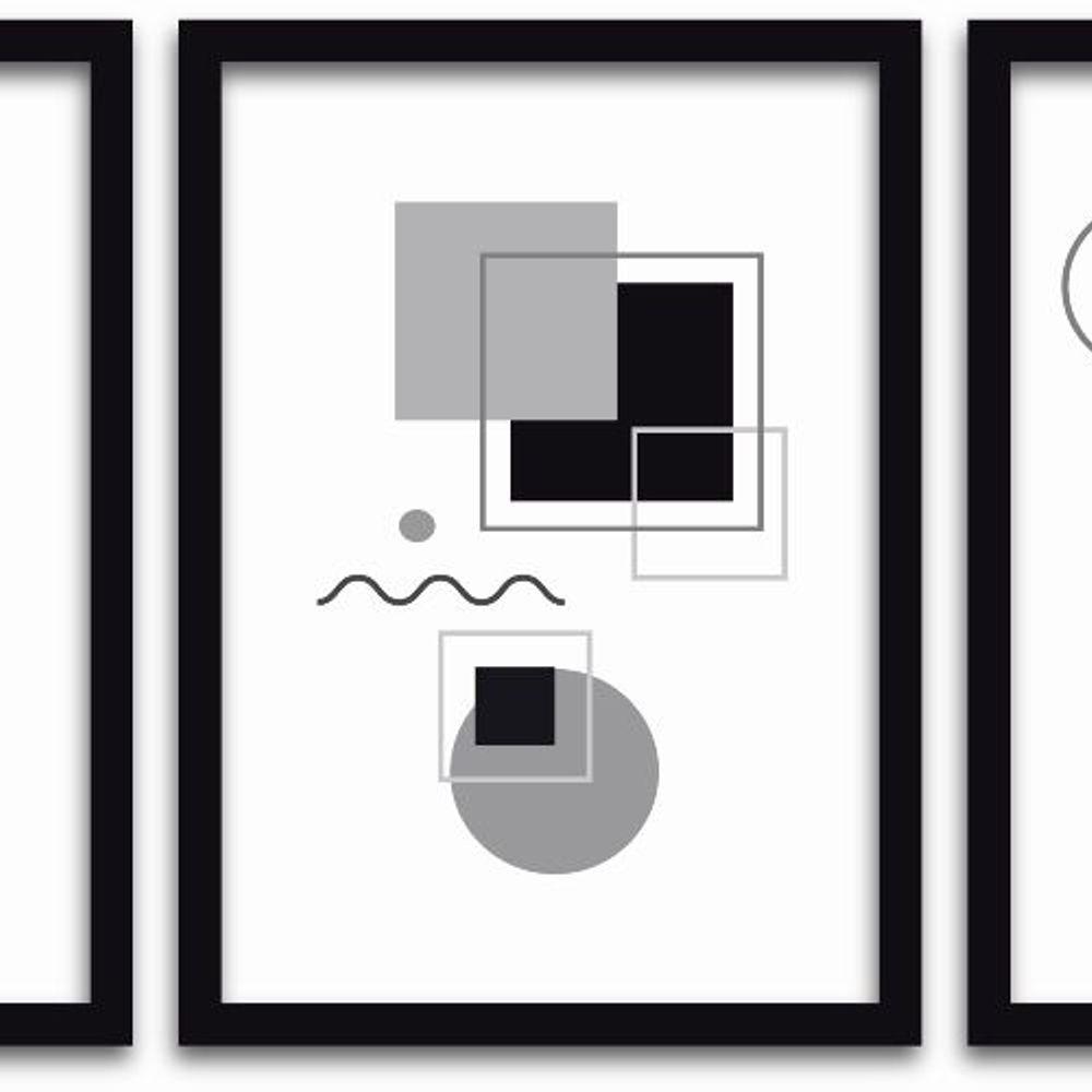 Conjunto Quadros Decorativos 3 pçs 40x60 Formas Geométricas - 3