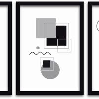 Conjunto Quadros Decorativos 3 pçs 40x60 Formas Geométricas - 3
